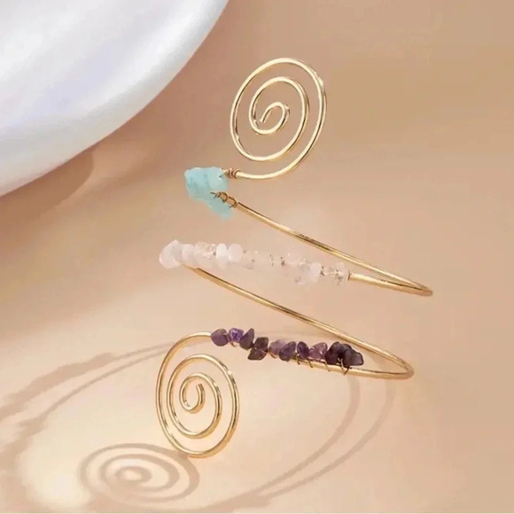 Multi layer open arm bracelets, exaggerated irregular crushed - Picture 5 of 5